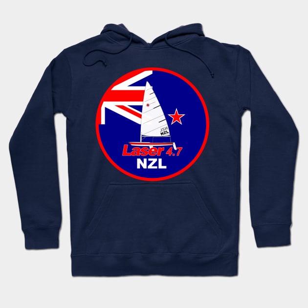 laser class sailboat on flag New Zealand Hoodie by Regatta Merch
